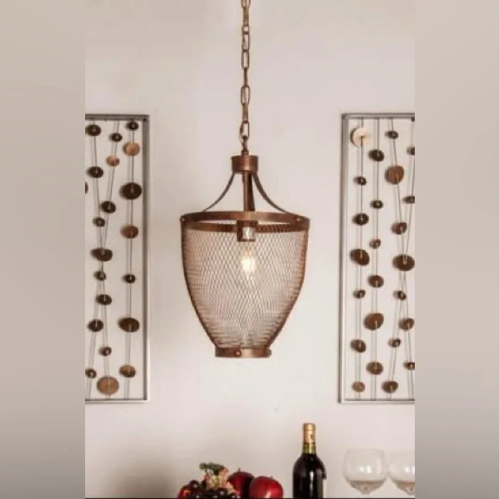 NEW Large Industrial Modern Rustic Brown Metal Pendant Light 20”x12”x12” / Home